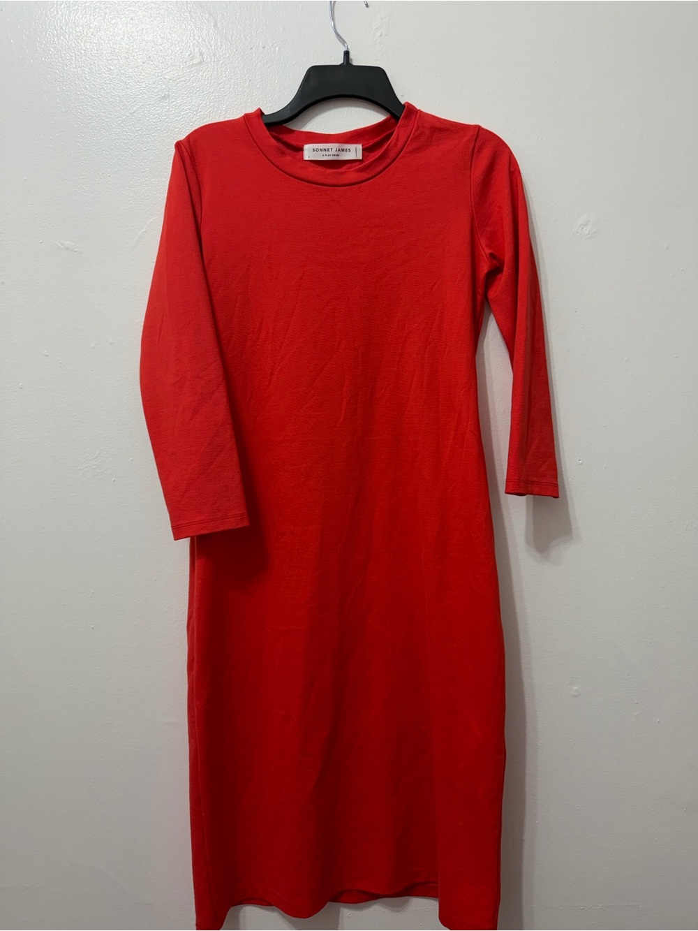 Sonnet James A Play Red Long Sleeve Midi Dress